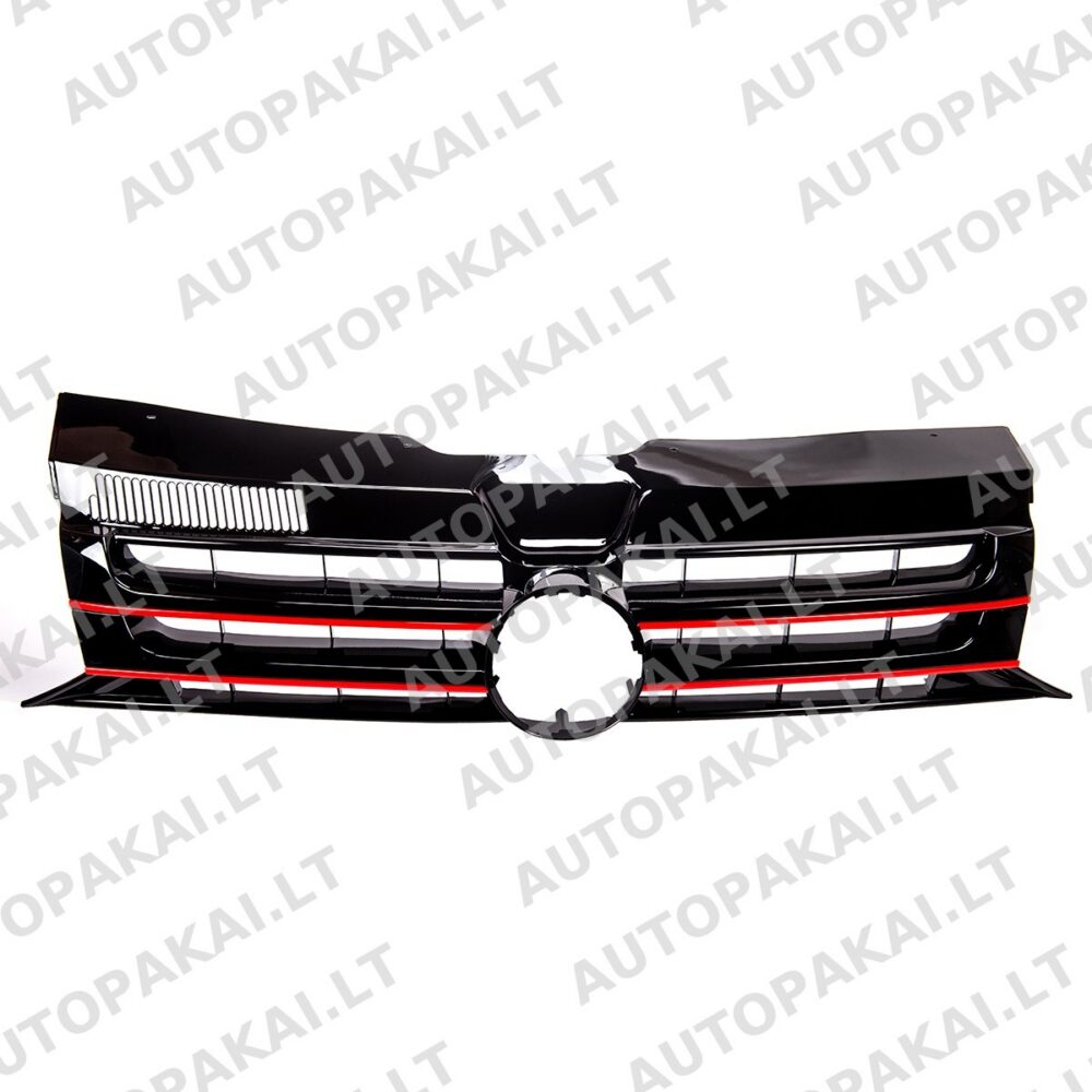 Front Grille Gloss Black with Red Stripes suitable for VW Transporter T5.1 09-15