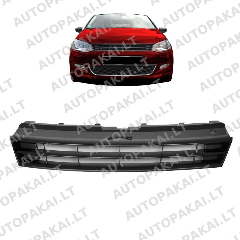 Front Grille Badgeless Black suitable for VW POLO V 6R Pre-Facelift 09-14