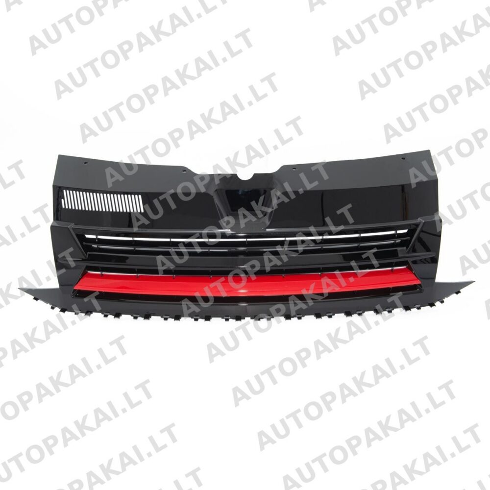 Grille Badgeless Gloss Black + Red Stripe suitable for VW Transporter T6 15-19