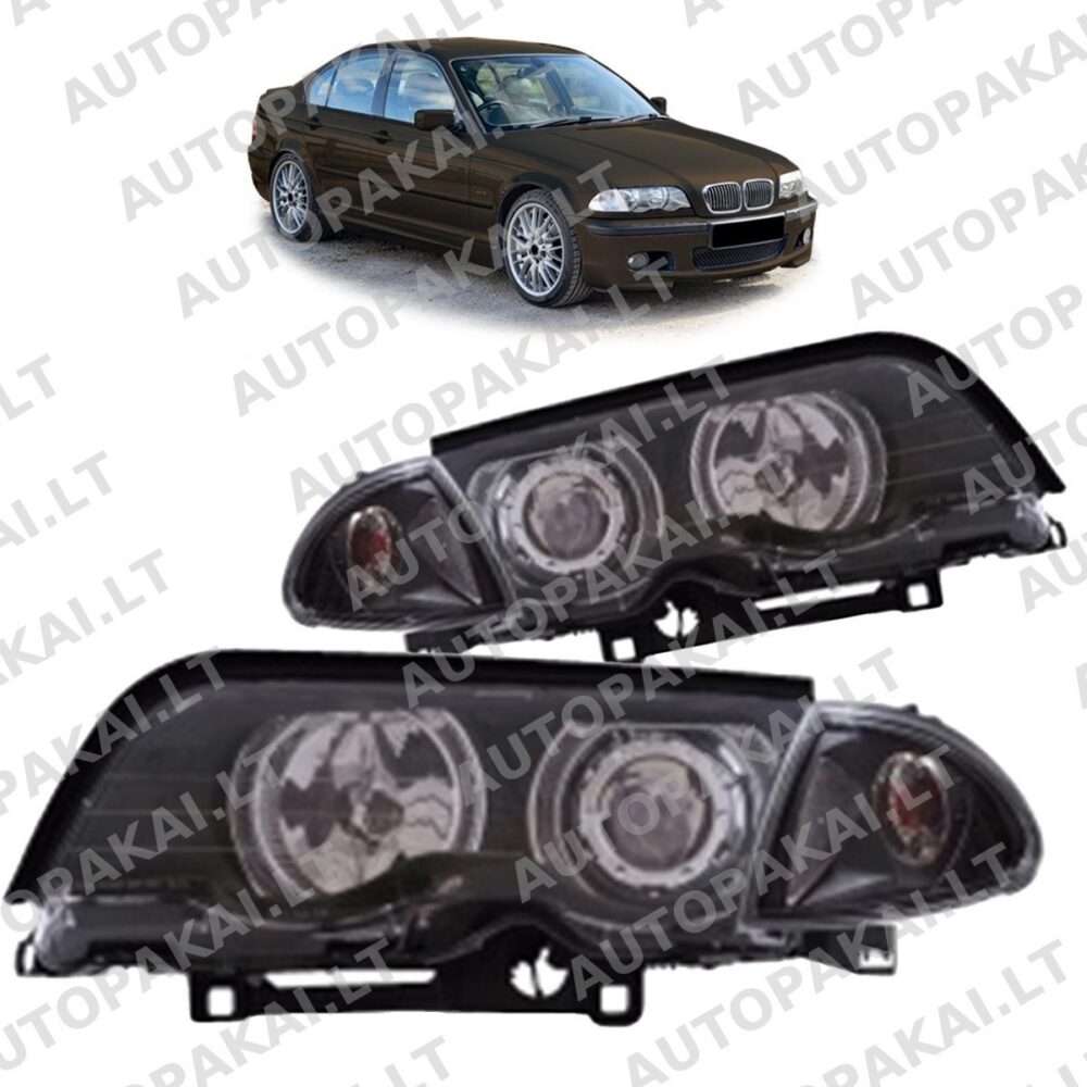 Headlights Halogen Black CCFL for BMW 3 (E46) Sedan Touring Pre-Facelift 98-01