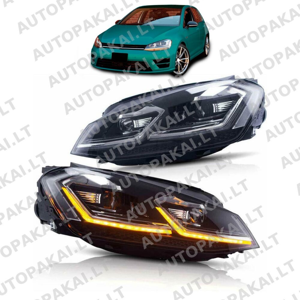 Headlights Xenon-style LED Dynamic Chrome suitable for VW Golf 7 12-17