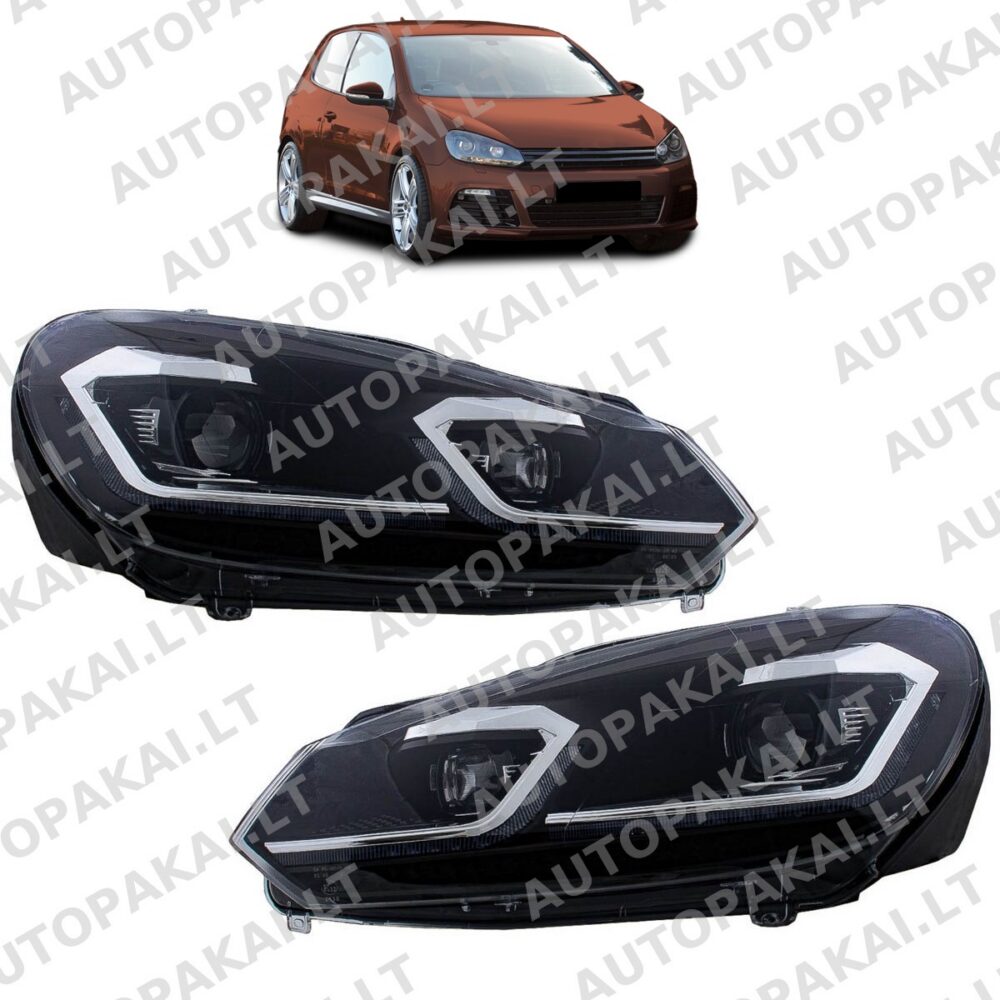 Headlights Xenon-style LED Dynamic Chrome suitable for VW Golf 6 08-12