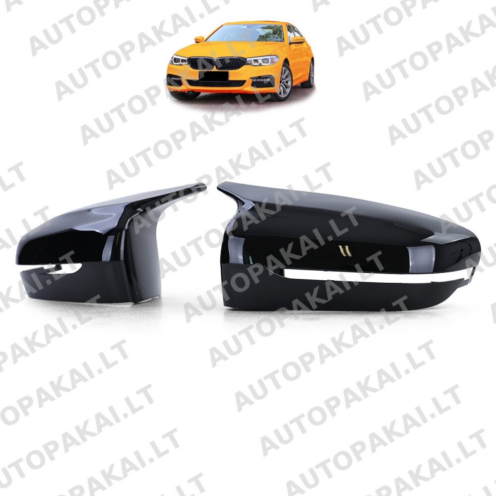 Veidrodėlių gaubtų komplektas, blizgios juodos spalvos, tinkantis BMW 5 G30, G31 Sedan Touring 16-20