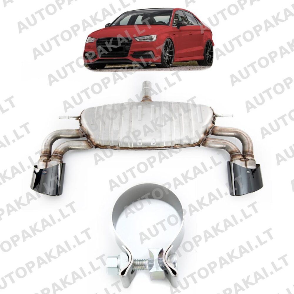 Exhaust Muffler Silencer Black suitable for AUDI A3 8V Sedan 17-19