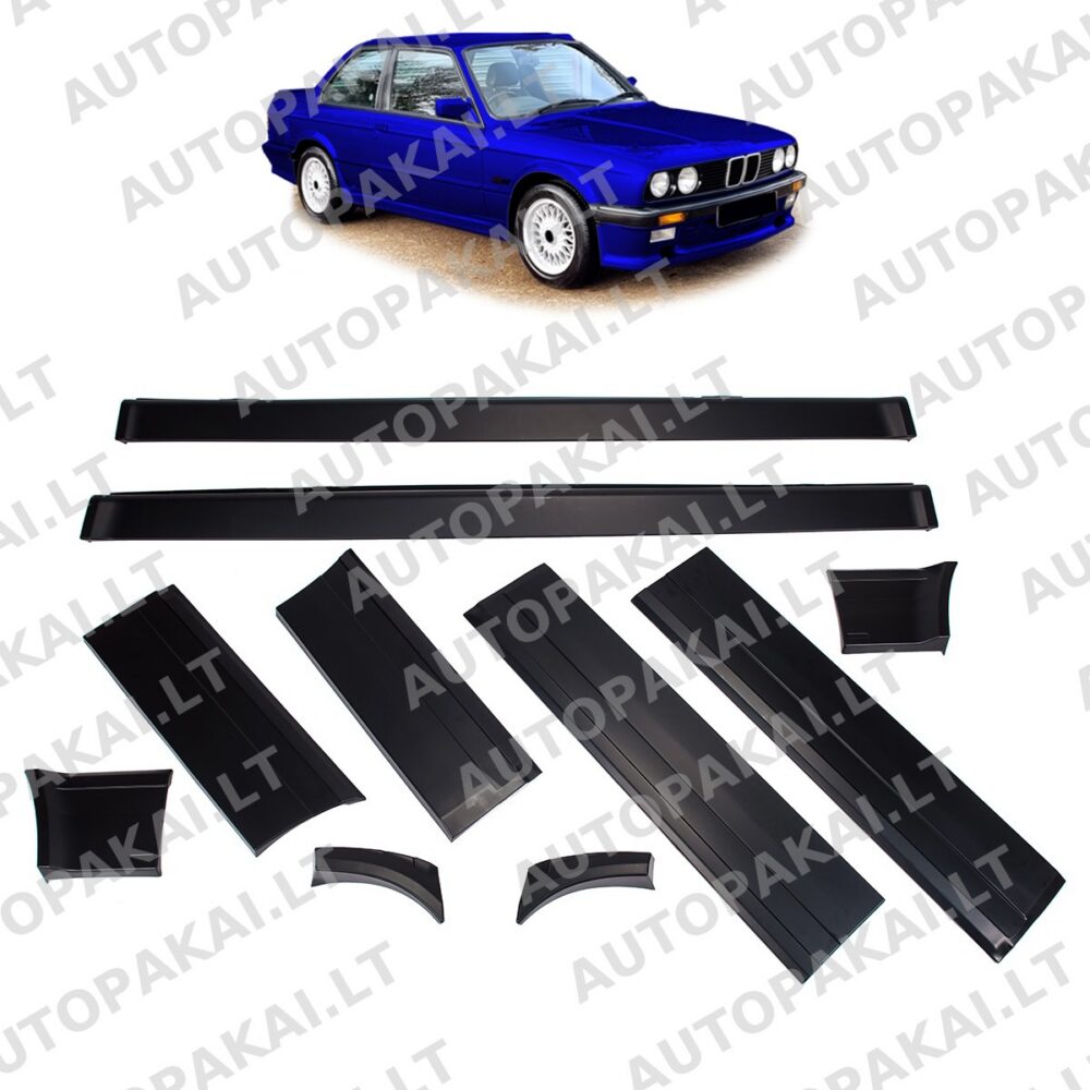 Šoninių slenksčių komplektas + durų apdailos, tinkančios BMW 3 E30 4 durų sedanui, Touring 1985-94