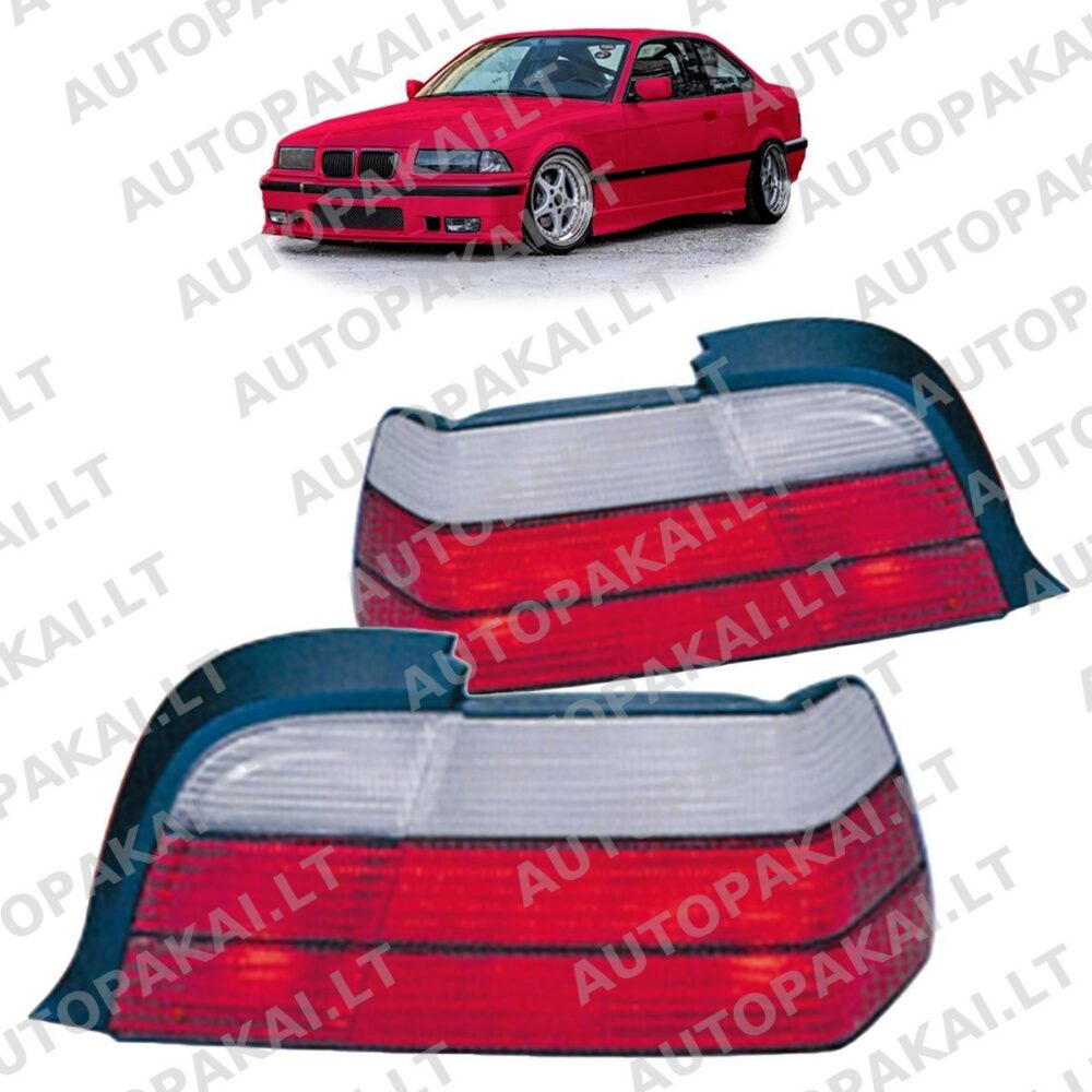 Tail Lights Red Clear suitable for BMW 3 (E36) Coupe Convertible 1991-1999