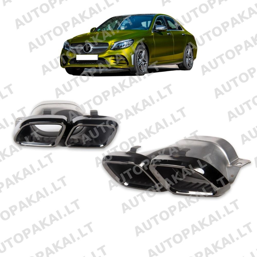 Exhaust Tail Pipes Black suitable for MERCEDES C-Class W205 GLC X253, C253 19+